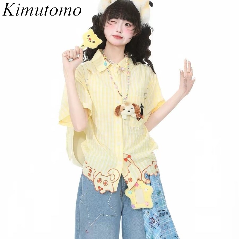 Women'S Y2K Fashion Aesthetic - Рубашки Kimutomo для женщин с вышивкой