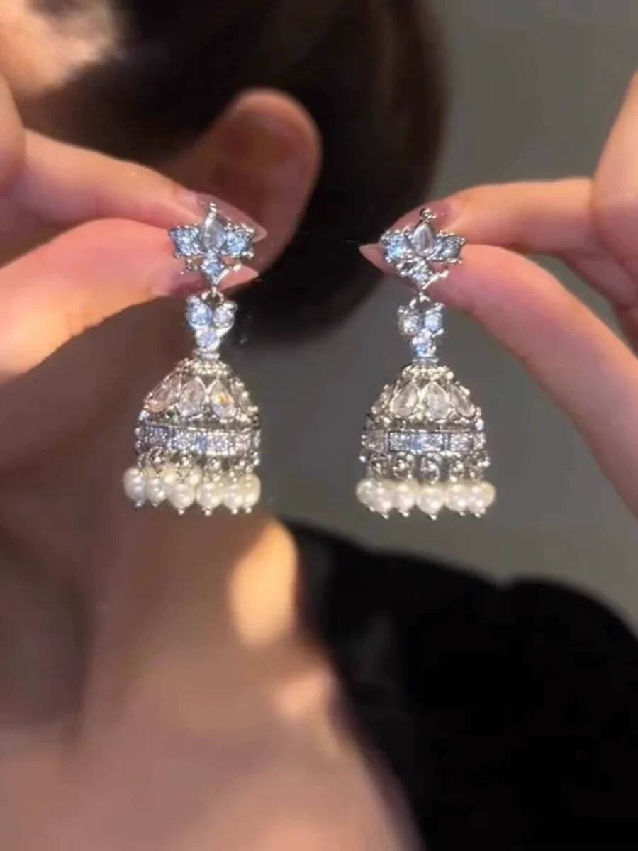 Women Queen Fashion - Индийские эффектные серьги-клетки с цирконами, роскошные